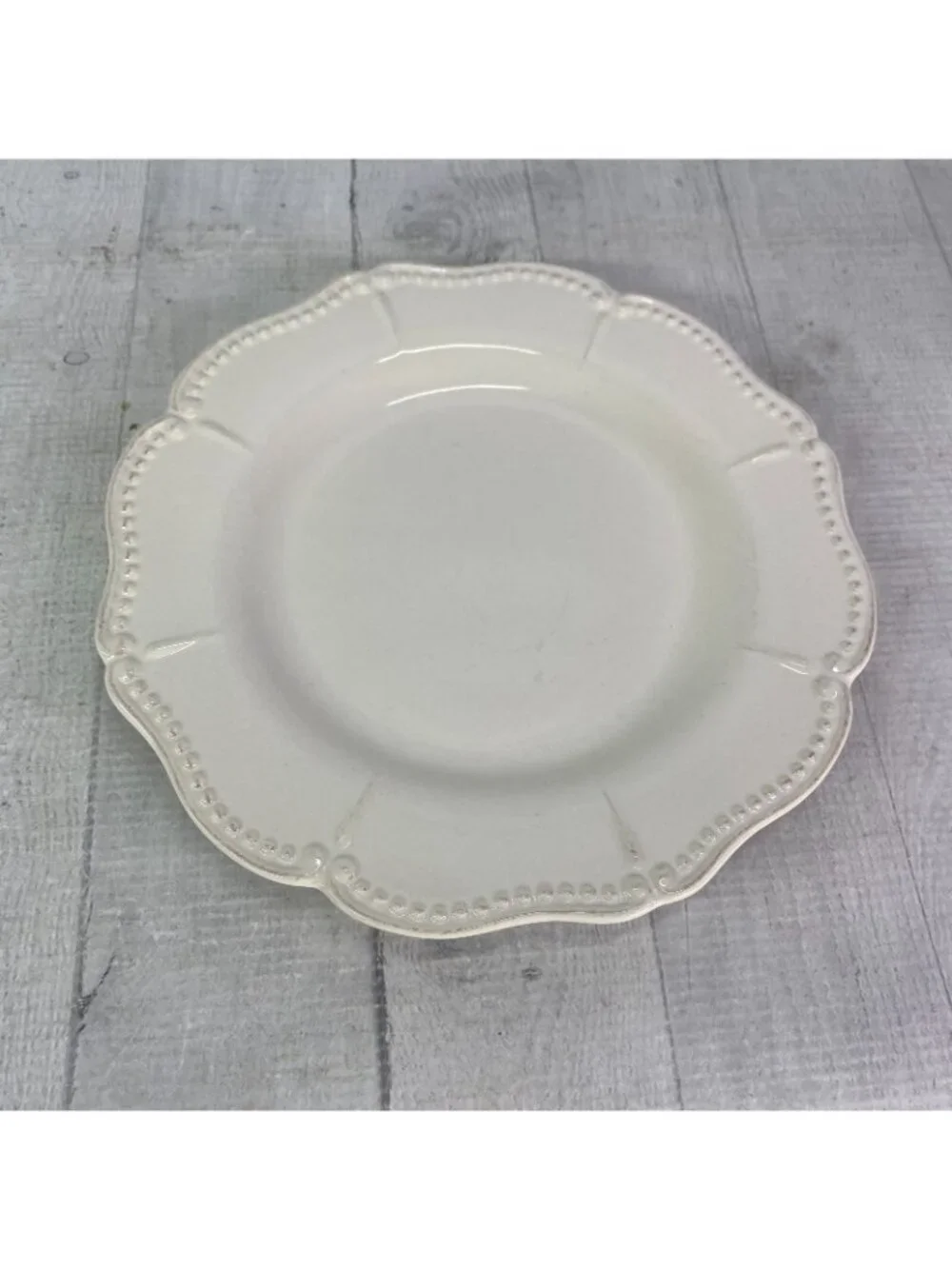 Chris Madden JCPenny ADALINA Ivory Embossed Stoneware Salad Lunch Plates Set 4